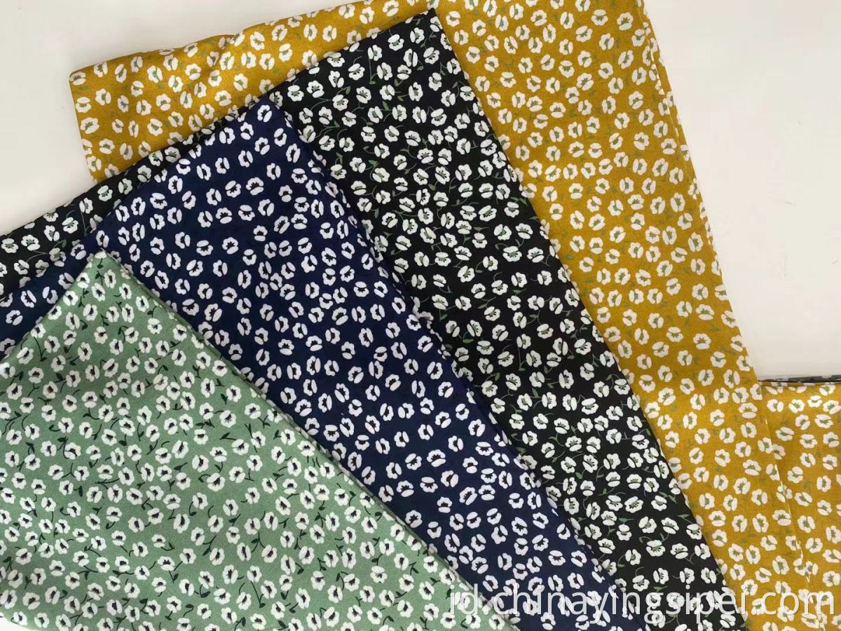 SHAOXING Tekstil Stok 100% Rayon/Viscose Woven Fabric Rayon Challis Dicetak 30*30 Ecovero Print untuk Gaun Kemeja